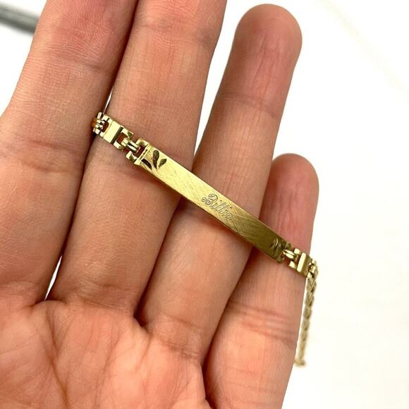 VTG Speidel Gold Tone ID chain link Bracelet Engraved BILLIE Customized 7" USA - Picture 15 of 16